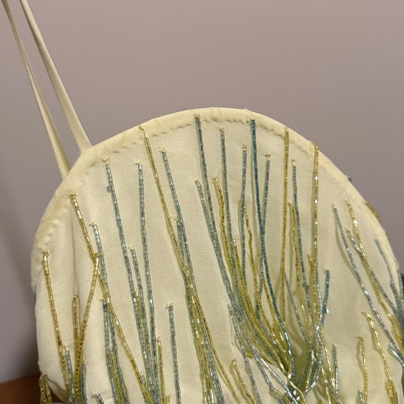 NWT ASOS DESIGN Beaded Fringe Mini Cami Dress in Pale Yellow - Picture 5 of 10